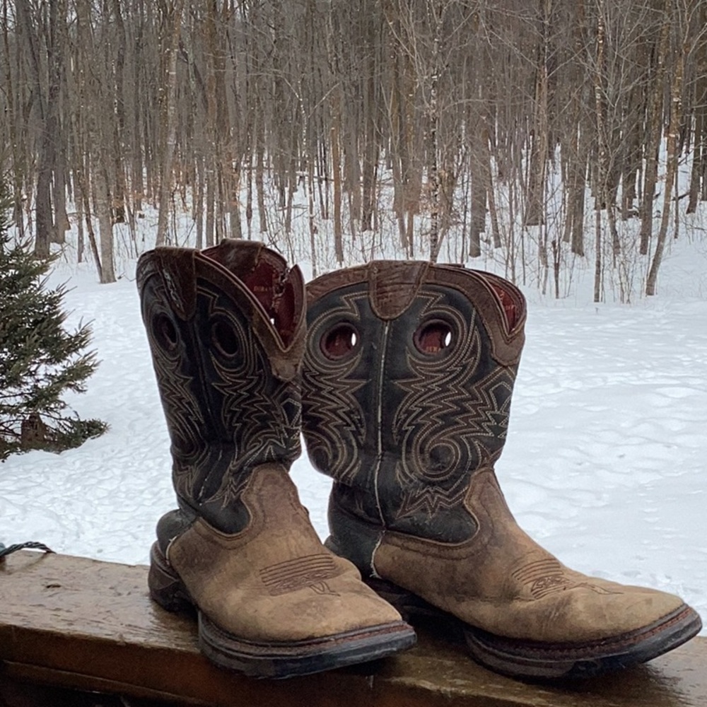 🤠 DURANGO Cowboy Boots 5.5 UniSex Distressed Leather YOUTH